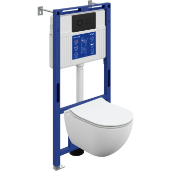 Комплект CERSANIT BRASKO SMART DPL EO slim инсталляция AQUA 50 PRIME P кнопка ACCENTO CIRCLE пластик черный м