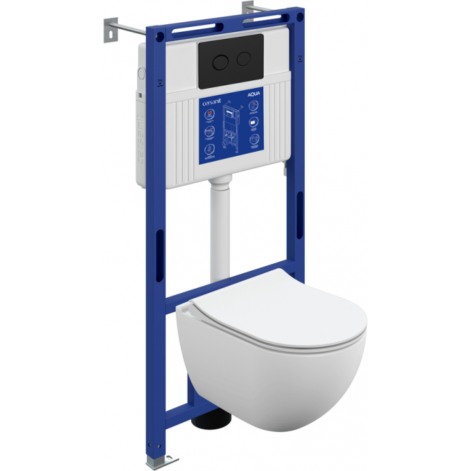 Комплект CERSANIT BRASKO SMART DPL EO slim инсталляция AQUA 50 PRIME P кнопка ACCENTO CIRCLE пластик черный м 69321