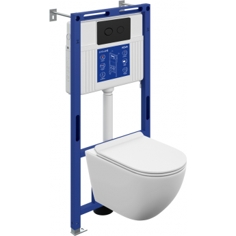 Комплект CERSANIT BRASKO VORTEX DPL EO slim инсталляция AQUA 50 PRIME P кнопка ACCENTO CIRCLE пластик черный