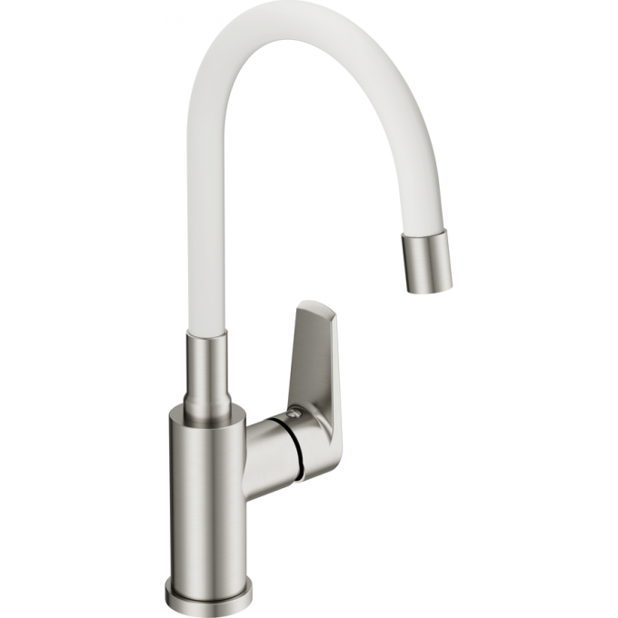 Смеситель CERSANIT для кухни MODUO однорычажный с гибким изливом, белый 68232